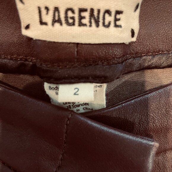 L'AGENCE BURGUNDY LAMB LEATHER STRAIGHT PANTS - SIZE 2- NEVER USED - Picture 7 of 8